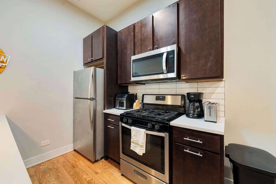 Compact kitchen corner ready for easy meal prep