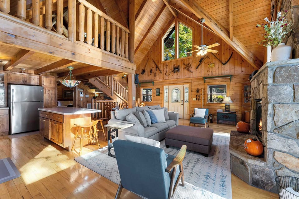 Grand open area connects the living room and kitchen