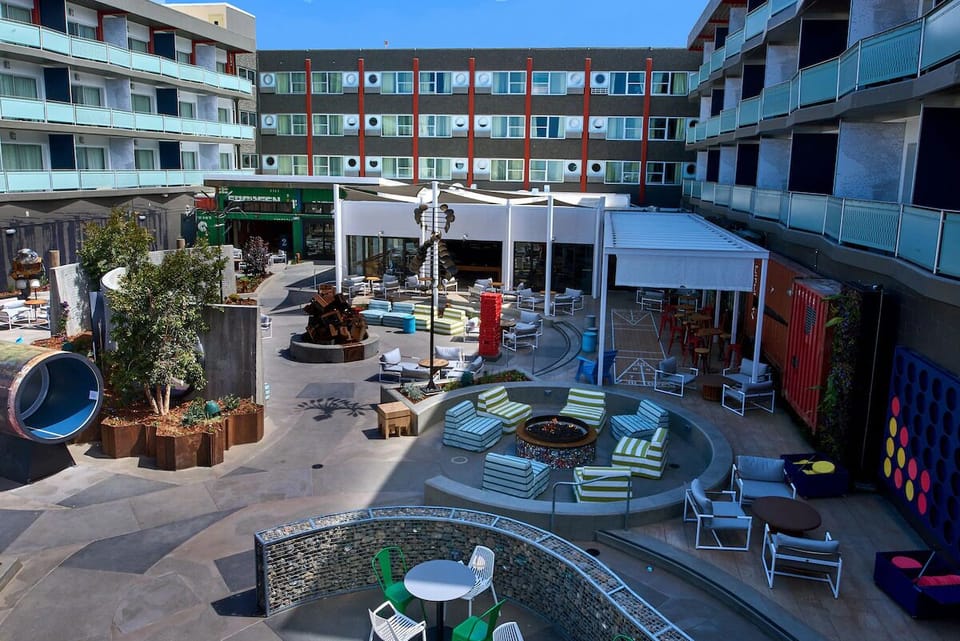 Soak up sunshine in the expansive courtyard with plenty of seating.