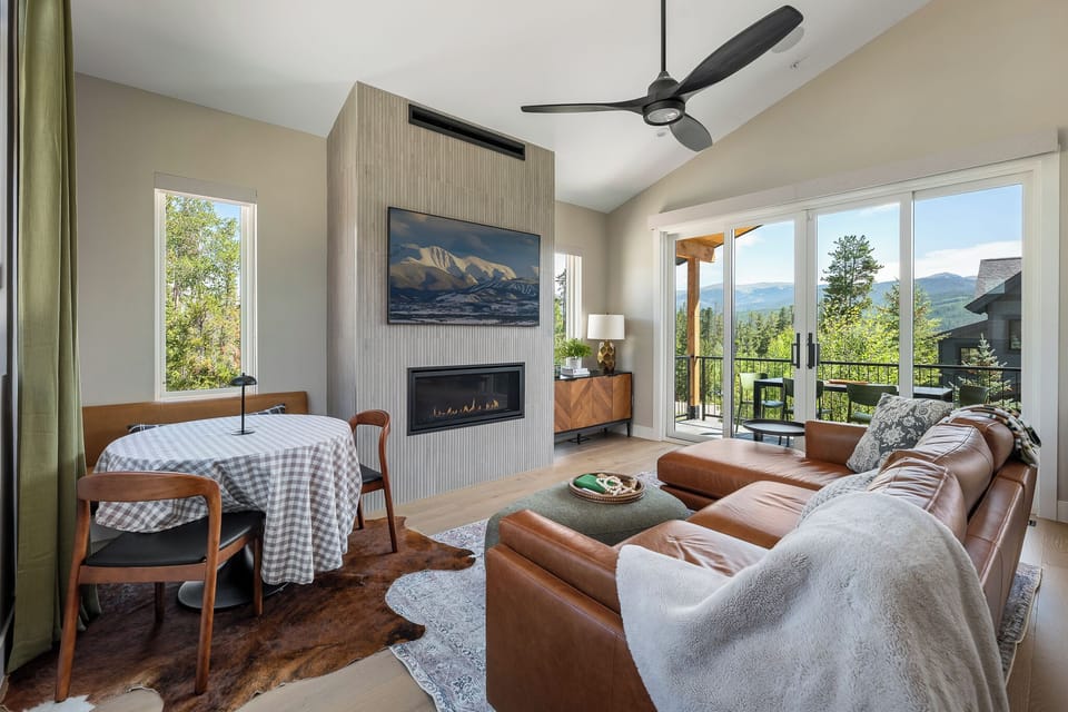 Natural light highlights the charm of the upstairs living area