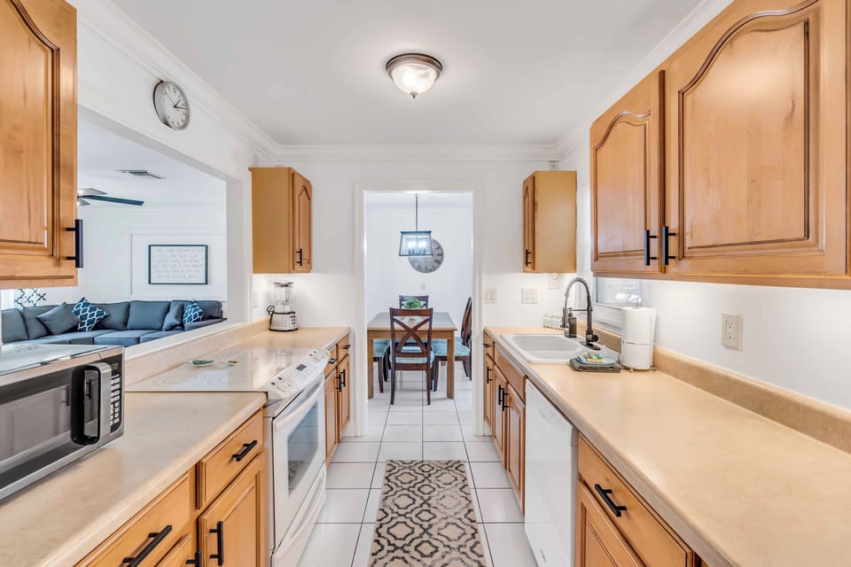 Full size kitchen modern appliances and plenty of countertop space