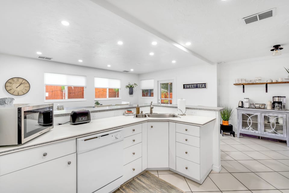 Modern appliances provided including a microwave, toaster, dishwasher, and more