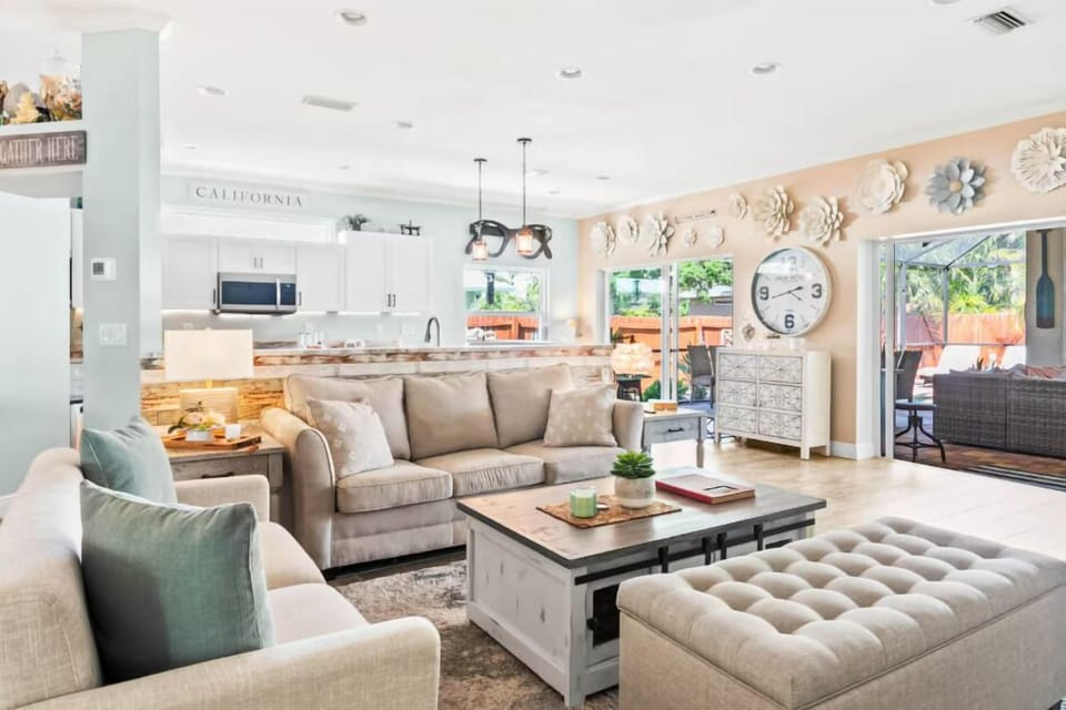The couch in the living room has a queen-size pull-out bed for additional sleeping space needed.