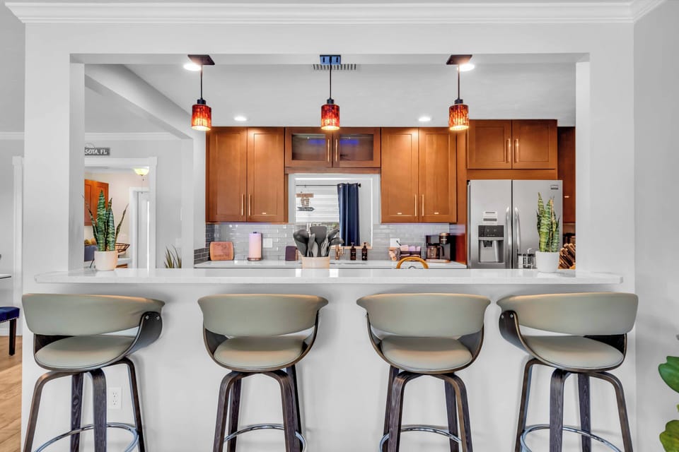 Grab a quick bite to eat and enjoy it at the bar seating area at the kitchen.