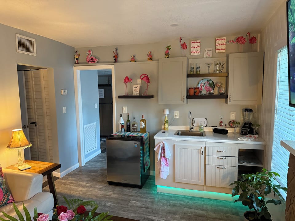 The flamingo bar. Tell us ahead of time how you like it stocked.