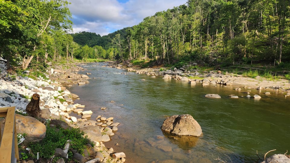 North Toe River looking upstream with swimming holes, tubing and fly fishing