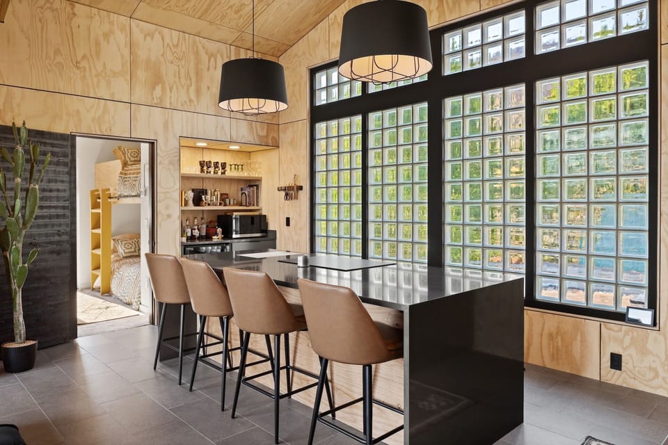 Gather comfortably with dining space for 4 guests.