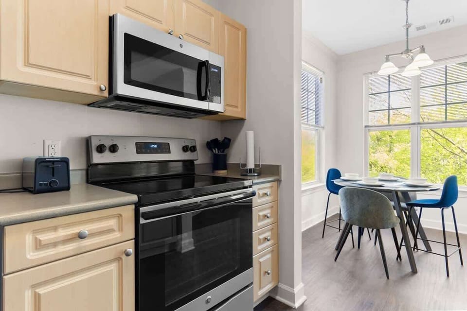 Fully stocked with high-end appliances, cookware, and ample counter space, making meal prep a breeze.