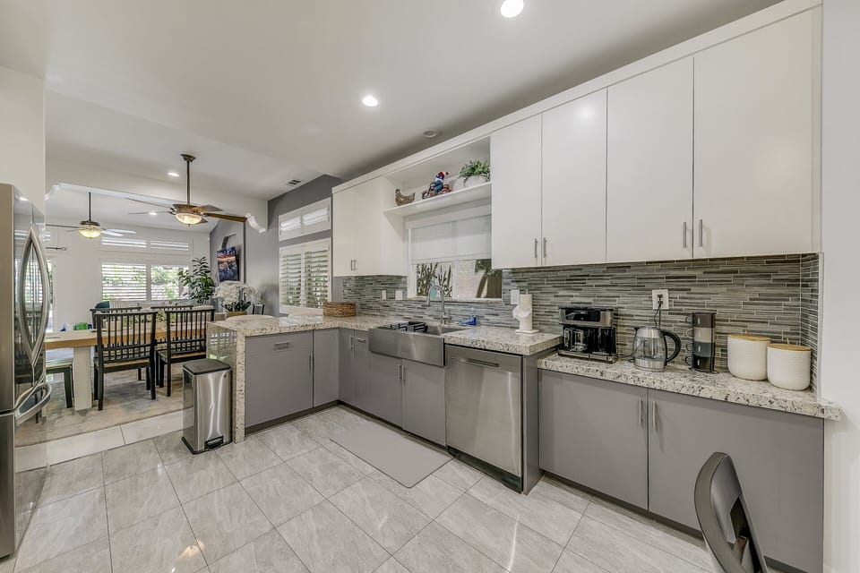 Indoors, Floor, Flooring, Kitchen, Chair