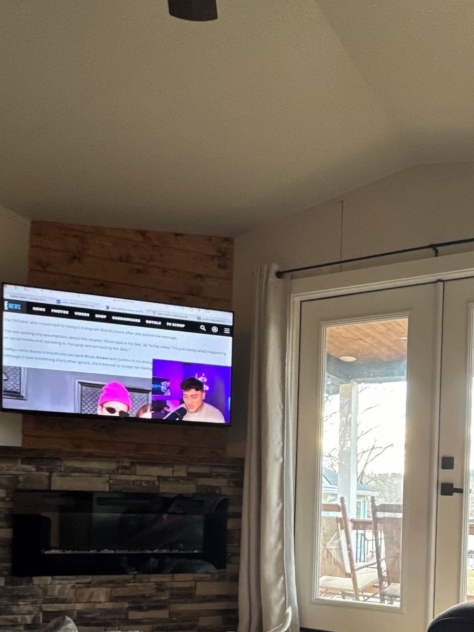 French doors, both open.