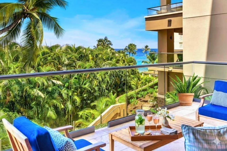 Private balcony with vibrant tropical scenery