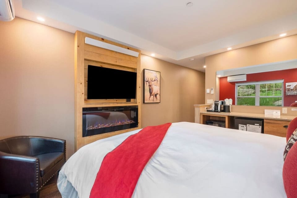 The Lodge rooms have smart TVs and fireplaces.