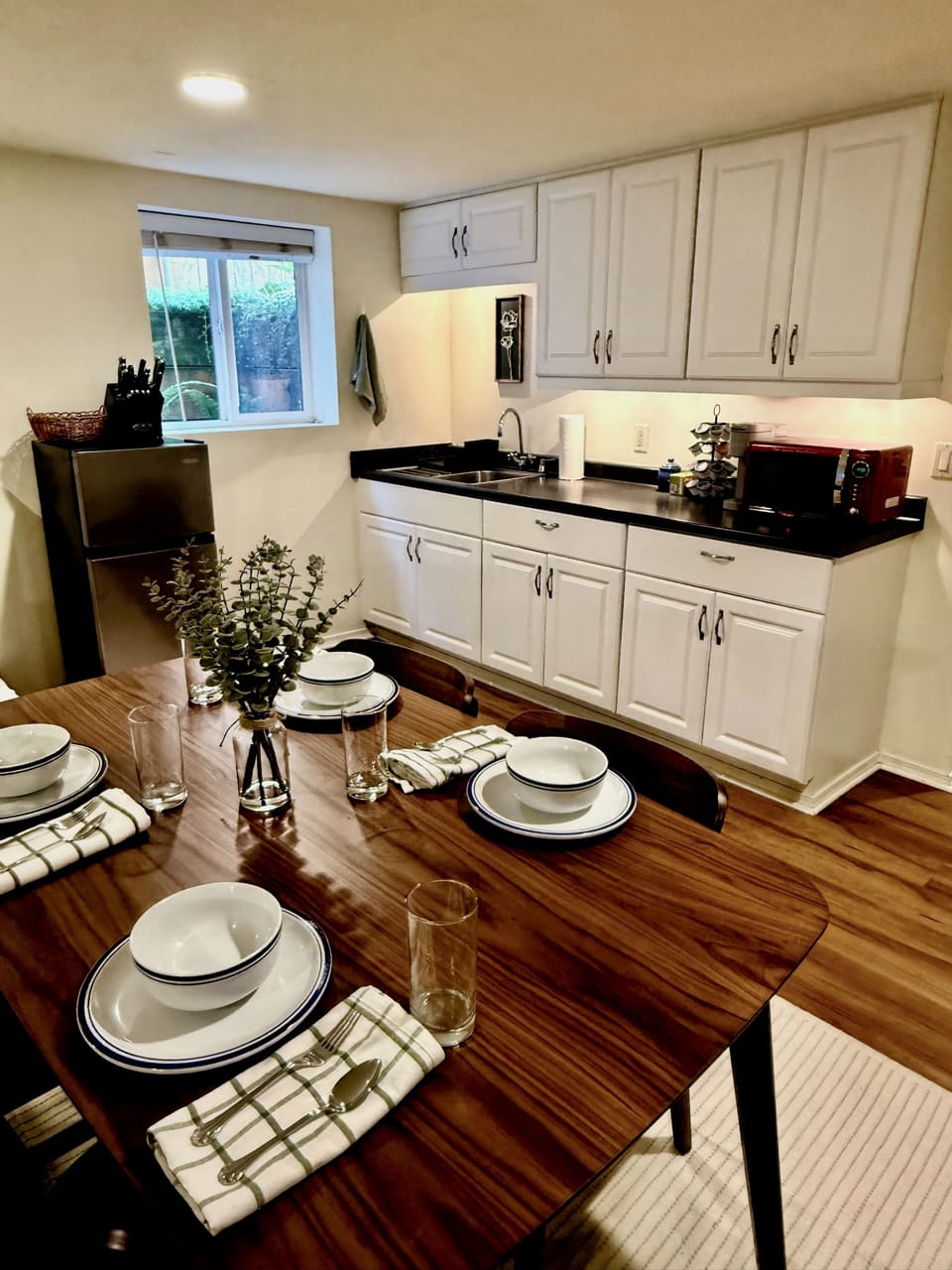 Kitchenette with all the necessary countertop appliances