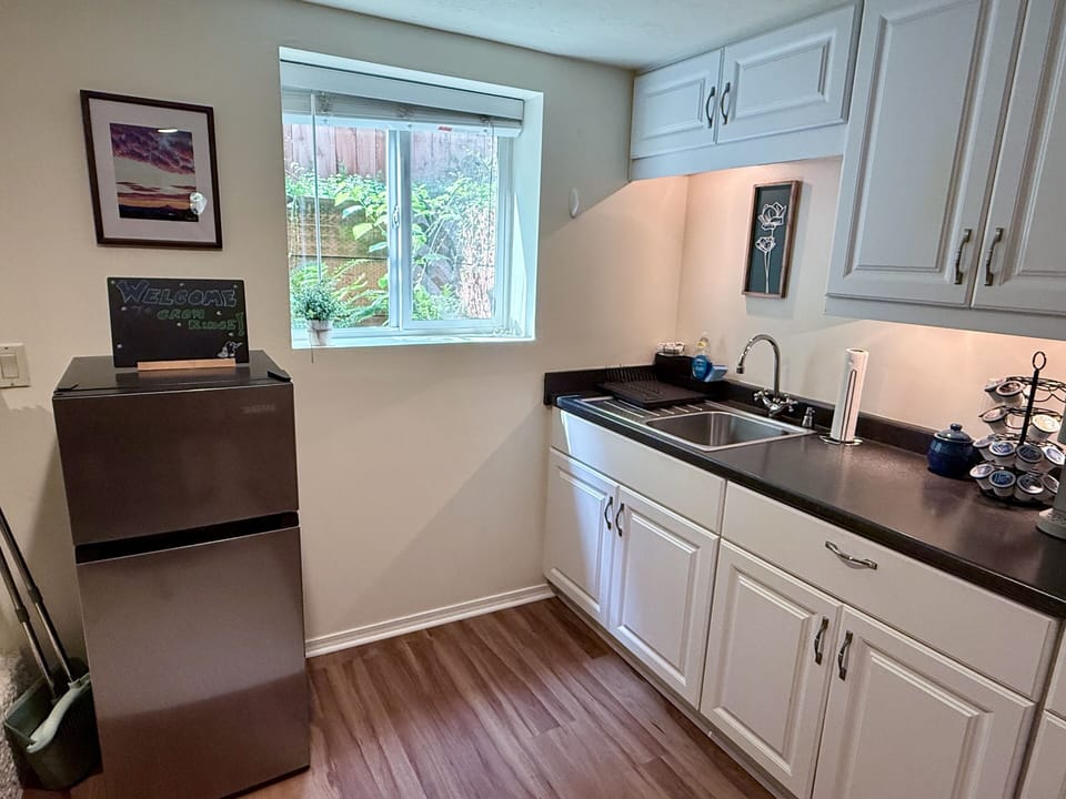 Kitchenette with a not-so-mini mini fridge