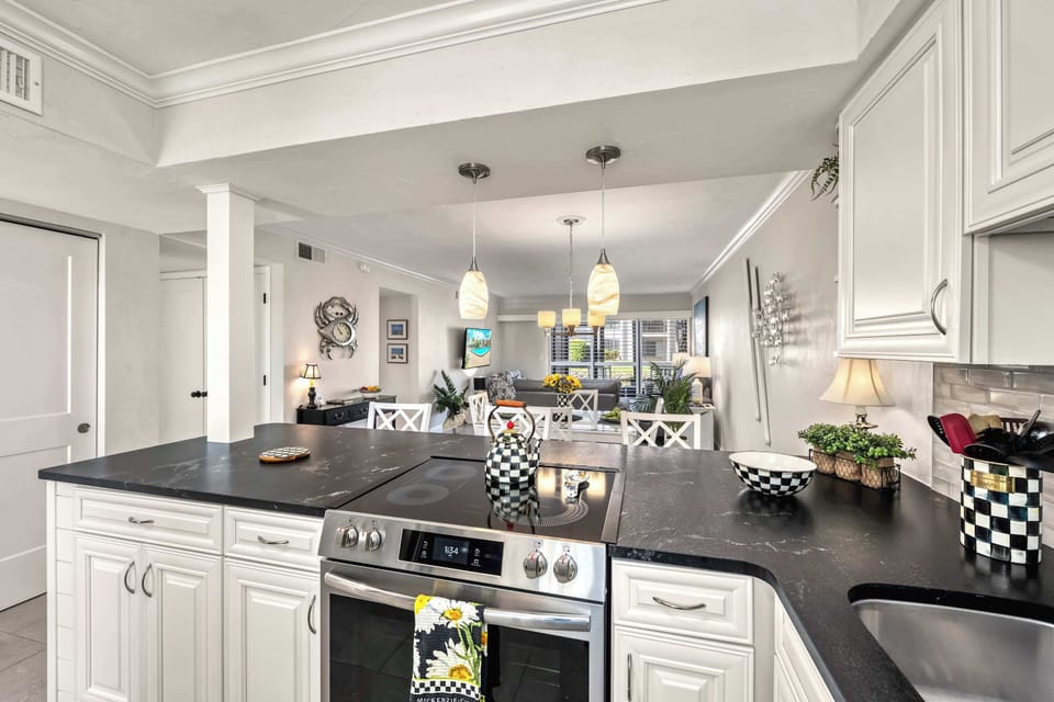 Kitchen oasis just steps from the sand – a short walk to private beach access on Anna Maria Island.