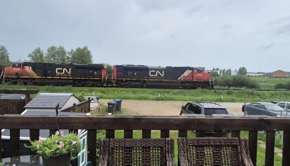 train watching from balcony !