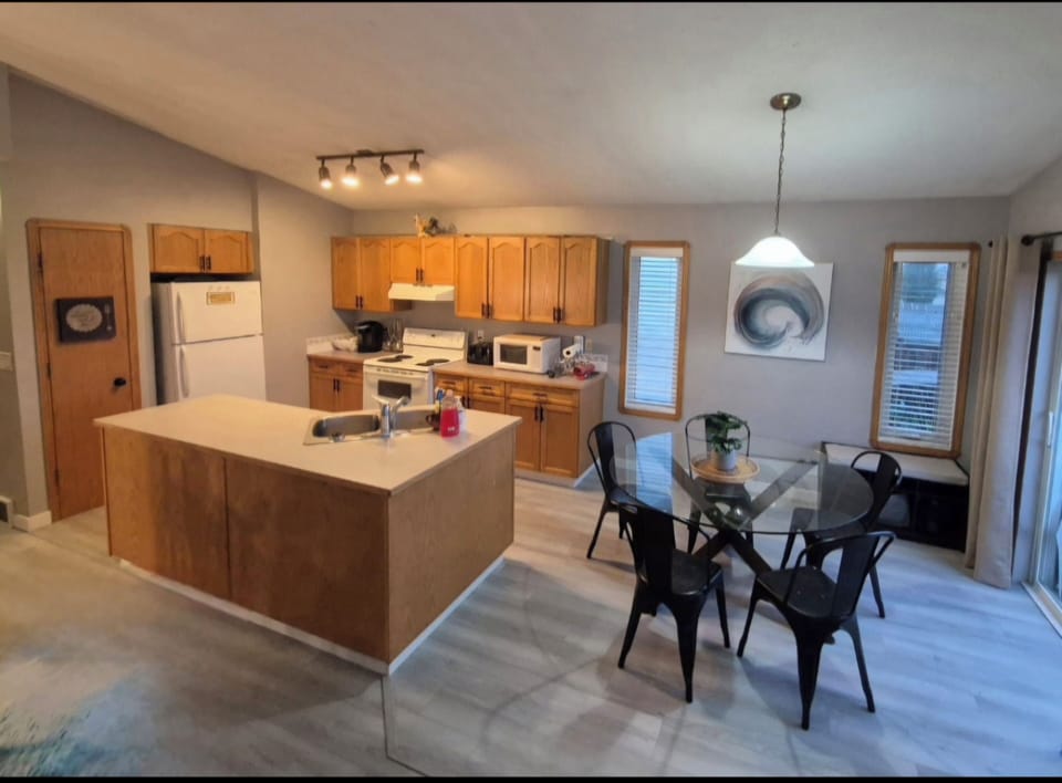 open concept kitchen and  dining 