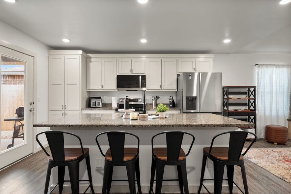 Fully equipped kitchen with new stainless steel appliances