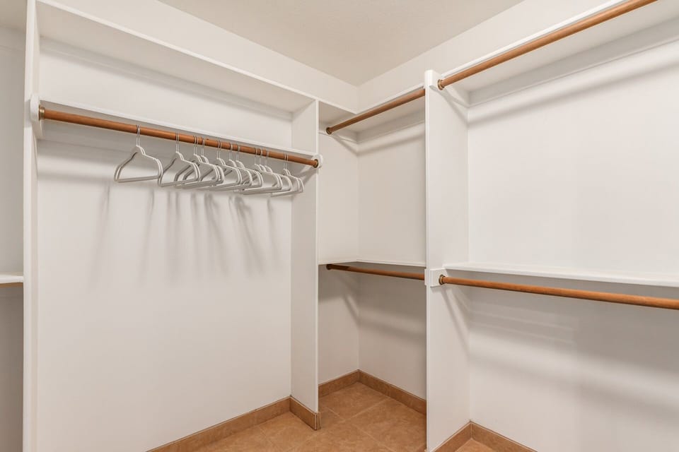 Lots of storage space to make comfortable and feel at home for your stay.