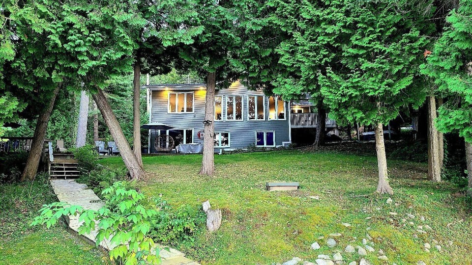 Lakeside view of house