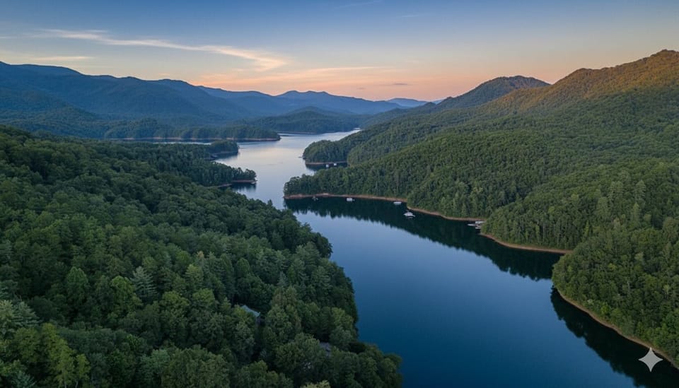 Escape to this idyllic lakeside setting, where the shimmering waters meet the majestic mountains.