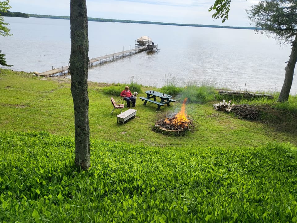 Looking from house to the lake.  There is ~ 400 feet of private lake frontage.