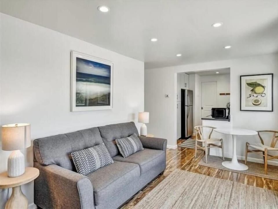 Living room has pullout couch.