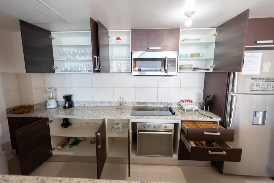 Full kitchen includes washer and dryer, coffee maker, toaster, microwave, etc.