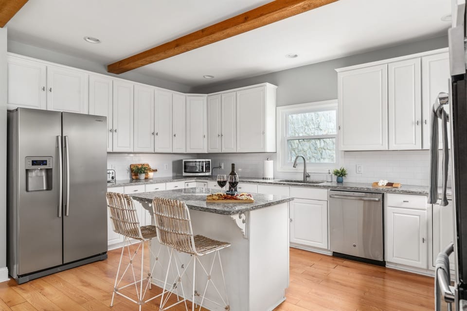 Fully equipped kitchen with stainless steel appliances