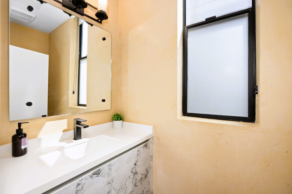 powder room located on the first floor 