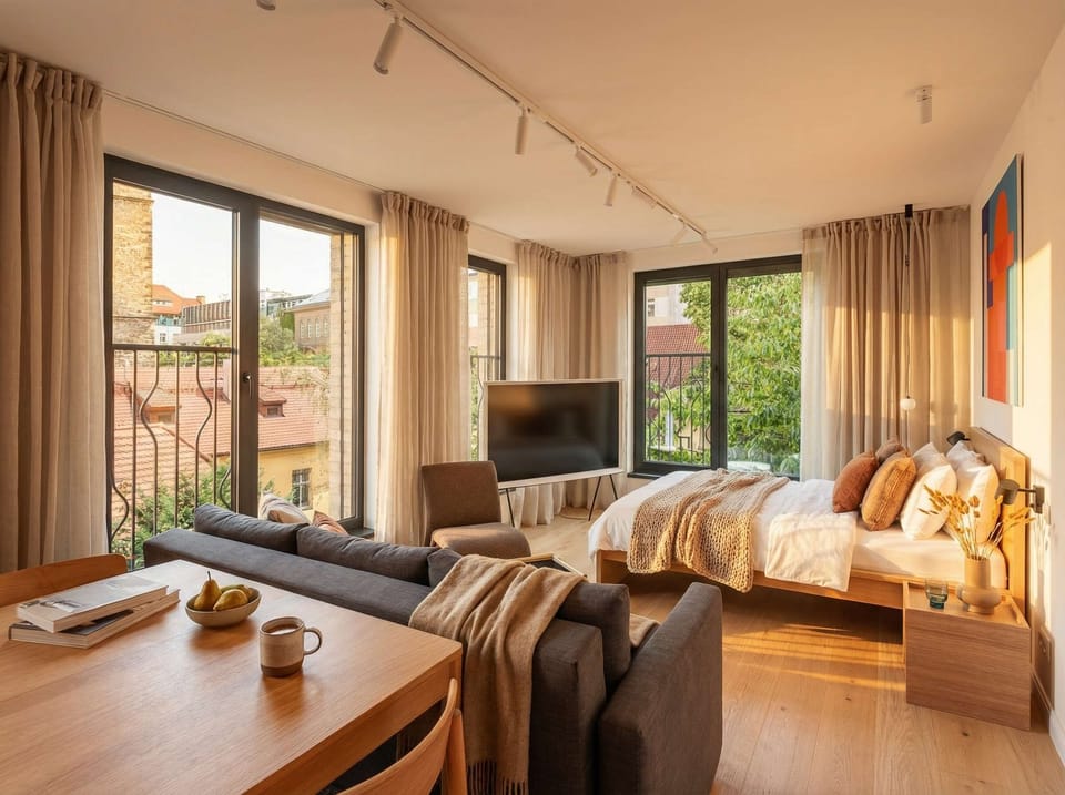Whole second bedroom with queen size bed, convertible sofa bed and TV with Netflix