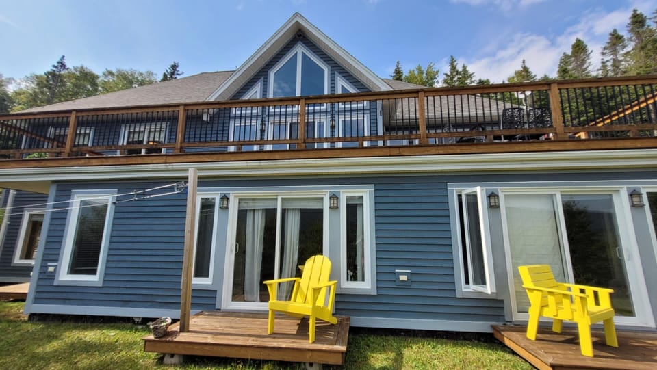 Back of the Chalet with each bedroom having it's own walk out deck.