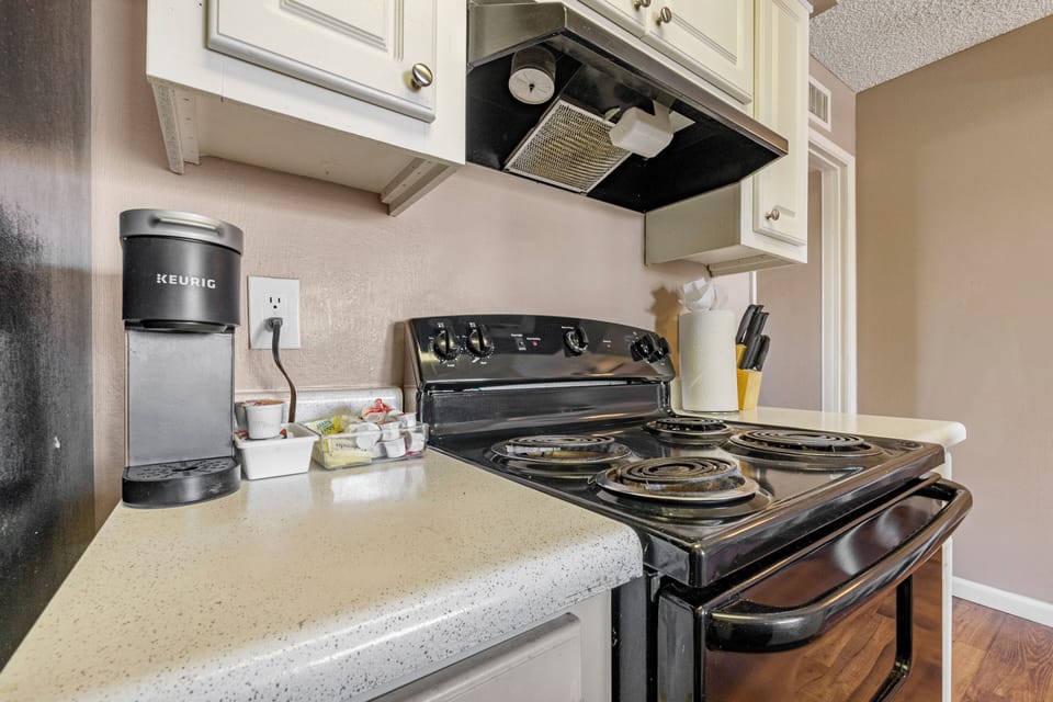  Fully equipped kitchen with many appliances.