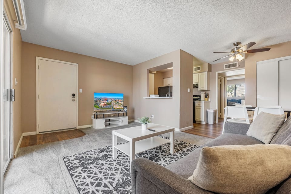 Upon entry, you'll walk into living room. 
