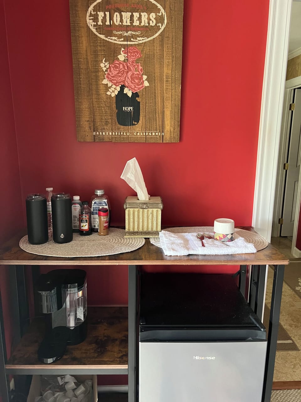 Coffee station in master bedroom