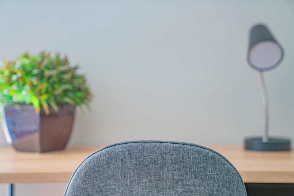 Dedicated desk and chair for remote work.