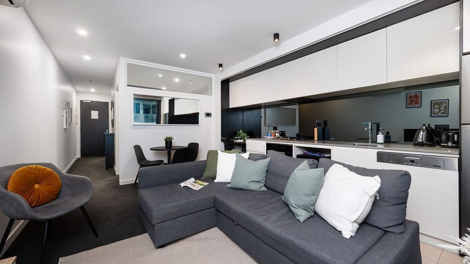Living space with futon