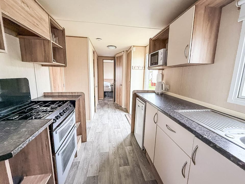 This caravan at California Cliffs Holiday Park allows you to dine on your own schedule