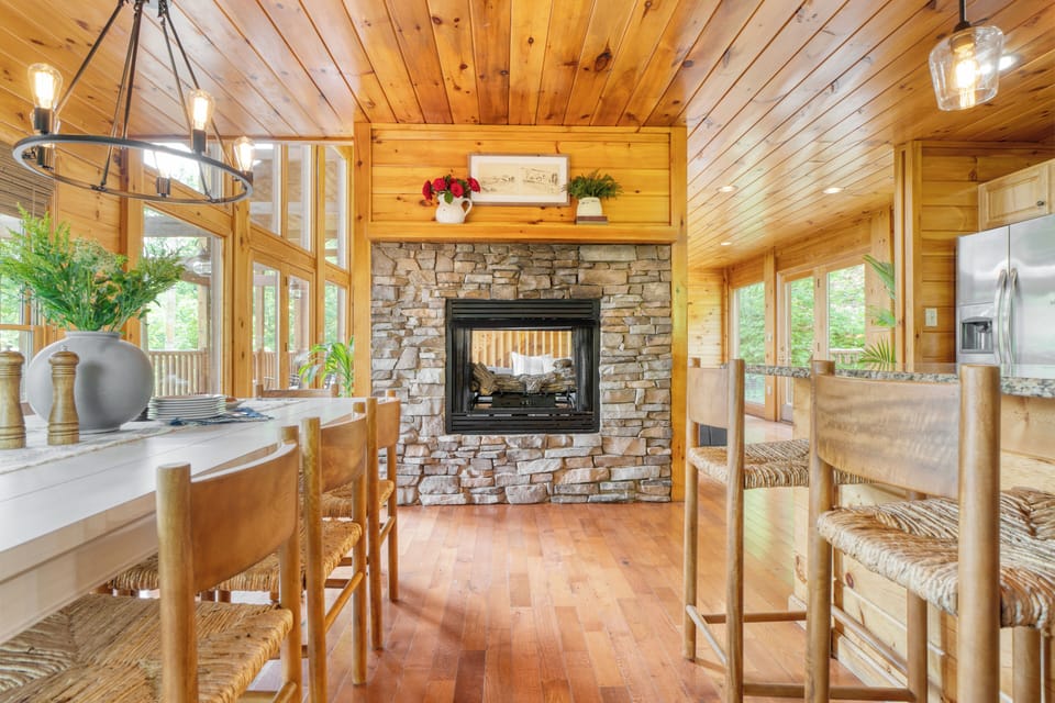 Two-way fireplace. (Hollow's Haven)