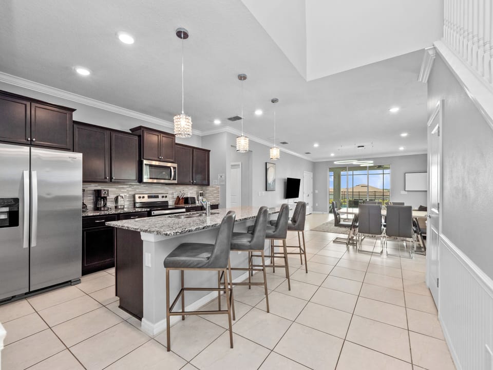 Modern Full Size Kitchen with Bar Stool Seating