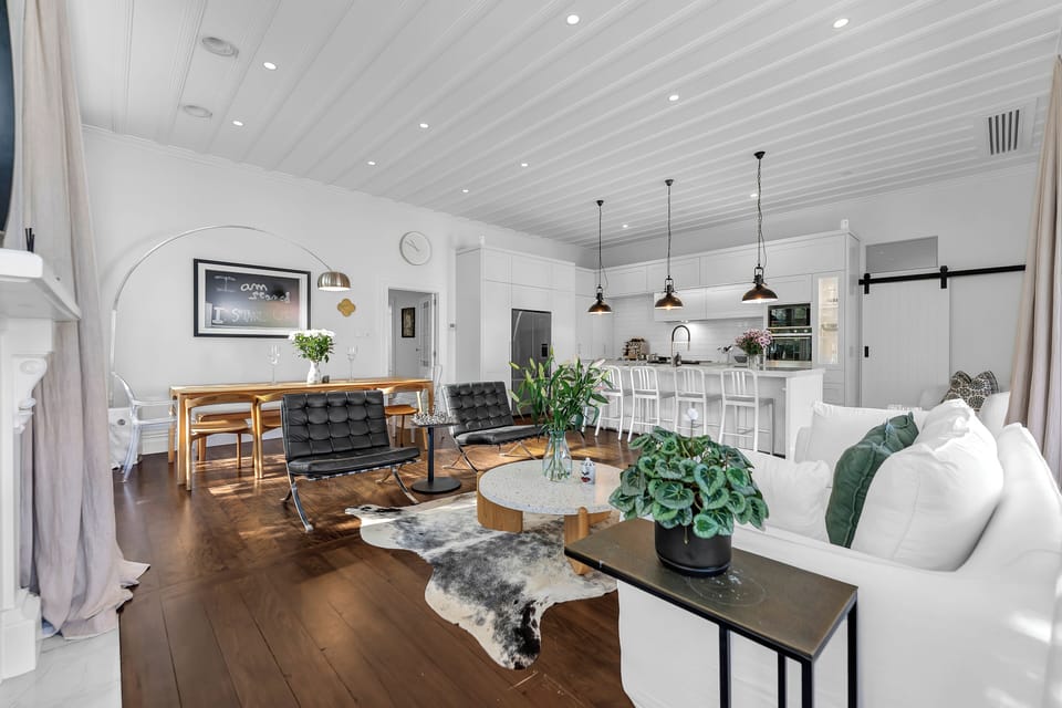 Open plan family room, dining are and Kitchen Island