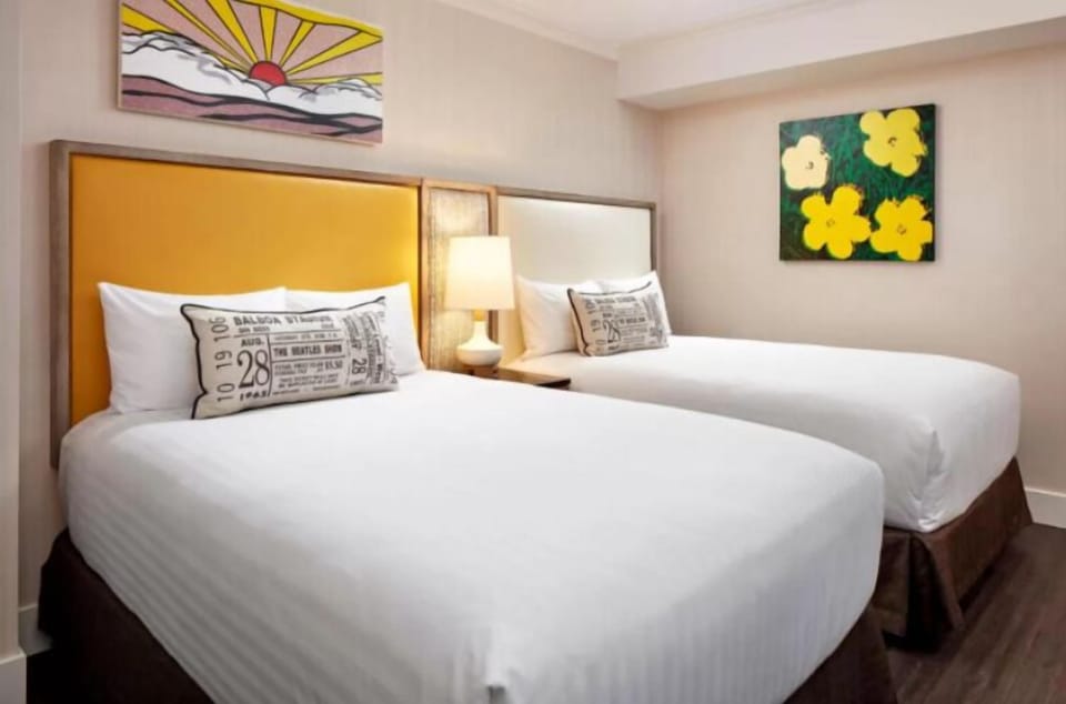 Stretch out comfortably with two beds and calming artwork.