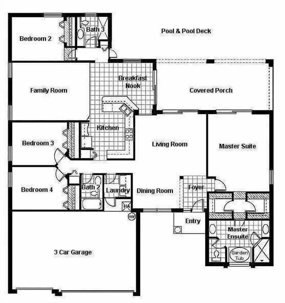 FLOOR PLAN:  Layout of the home with 2,268 sq. ft. of Living Area all on one floor with no wall-to-wall carpeting