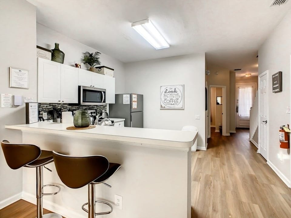 Cozy breakfast bar for casual dining or morning coffee.