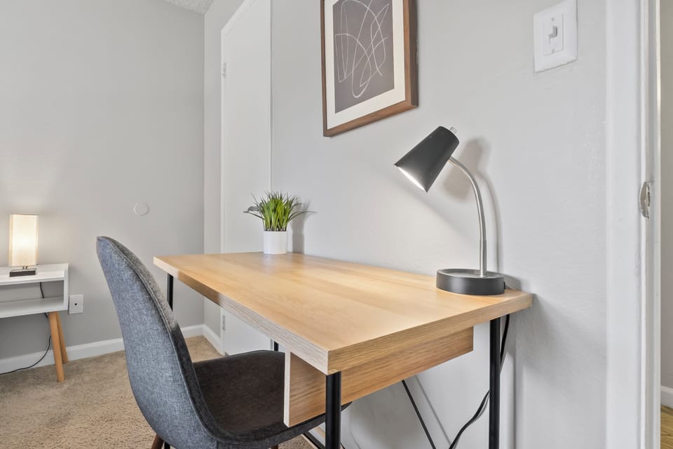  Dedicated desk and chair for remote work.