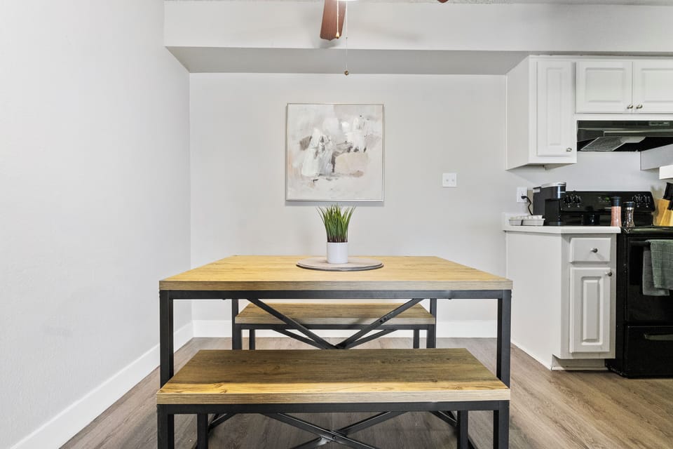 ☕ Compact dining nook ideal for morning coffee.
