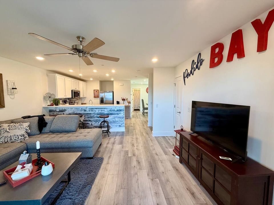 View from balcony into living room, Bayside Bliss, Innerarity Townhomes, Perdido Key FL