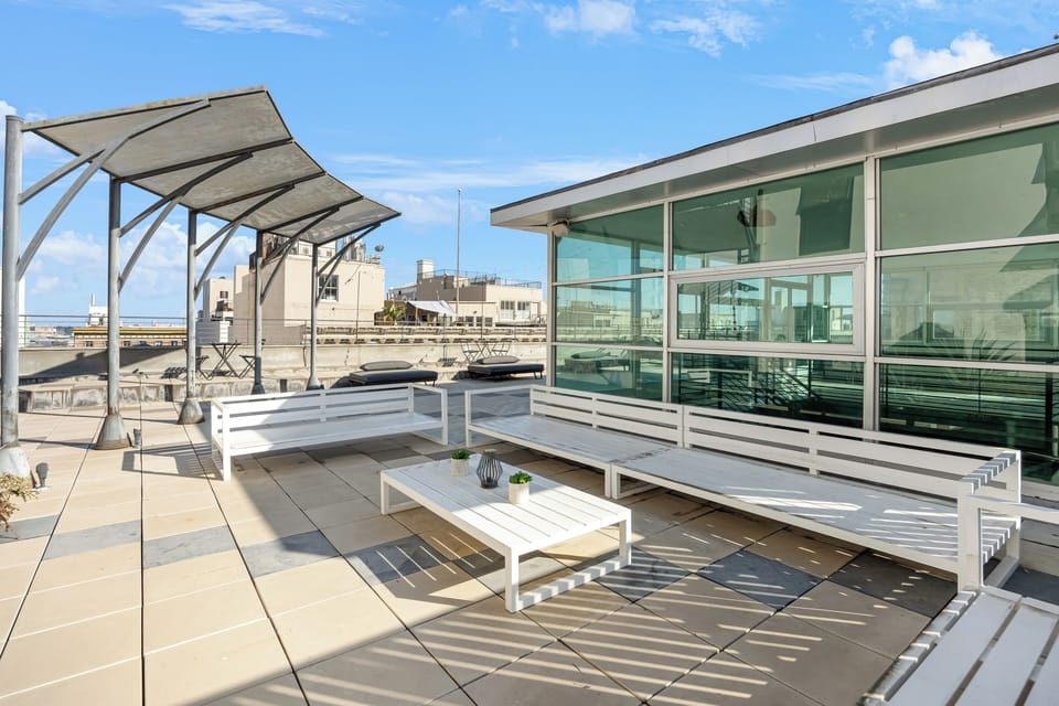 Ample seating on the patio.