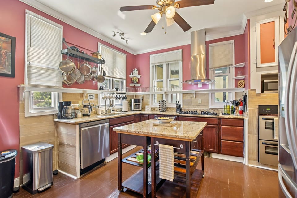 Indoors, Kitchen, Appliance, Ceiling Fan, Refrigerator