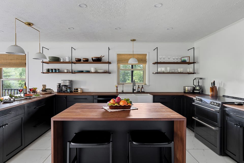Kitchen with open shelves
